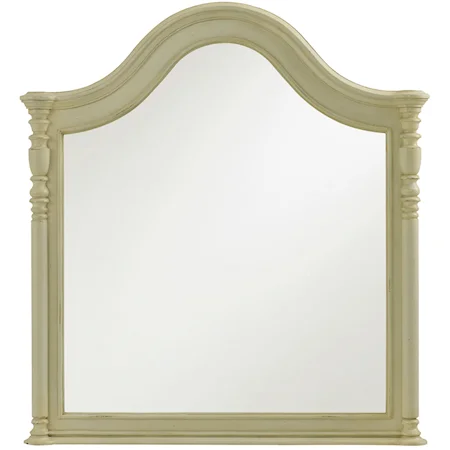 White Wood-Framed Mirror with Curvaceous Top